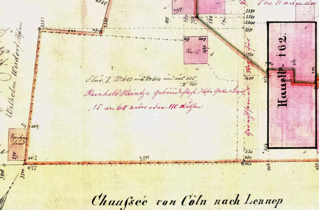 Detaillierte alte Karte von Leipzig, Deutschland, mit Text und Zahlen, die eine vorgeschlagene Stelle hervorhebt, Straßen, Gebäude und Sehenswürdigkeiten zeigt.
