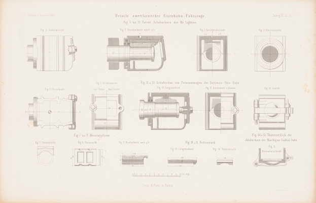 Ein altes Buch mit einer Zeichnung verschiedener Kameratypen und beschreibendem Text.