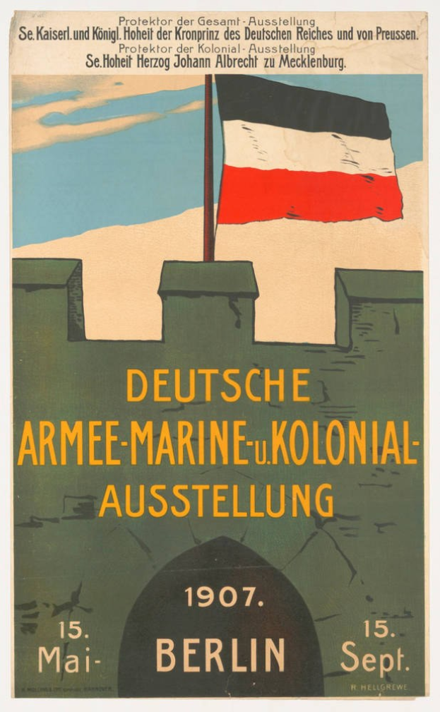 Deutsche Flagge über Text auf einem Plakat zu sehen, das wahrscheinlich deren Bedeutung erklärt.