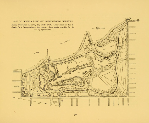 Detailierter alter Plan von Jackson Park und umliegenden Bezirken, der Straßen, Parks und andere Merkmale zeigt.